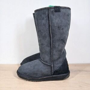 EMU Australia Stinger Hi Boots Womens 9 Men 8 Black Sheepskin Cozy Winter Chic